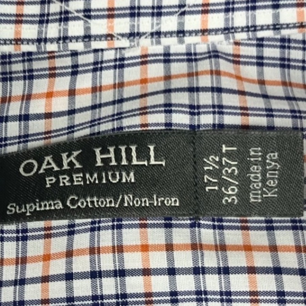 Oak Hill Premium Men's Button Up Shirt 17.5 36/37 Plaid Supima Cotton Non-Iron - Picture 3 of 8